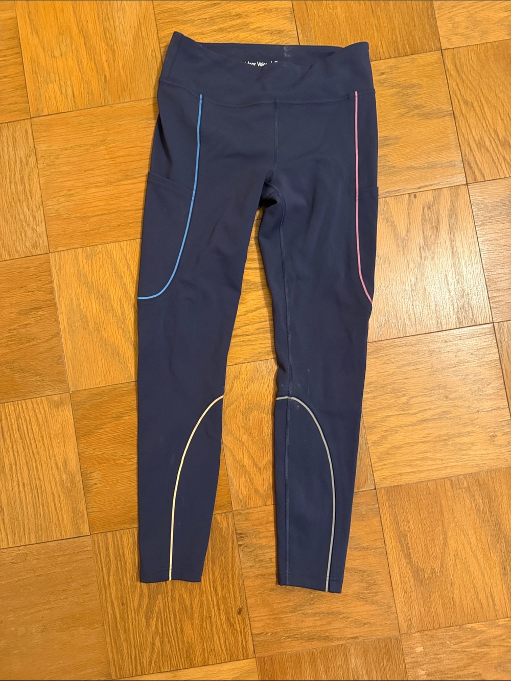 Outdoor voices Navy Athletic Leggings with Colorful Piping